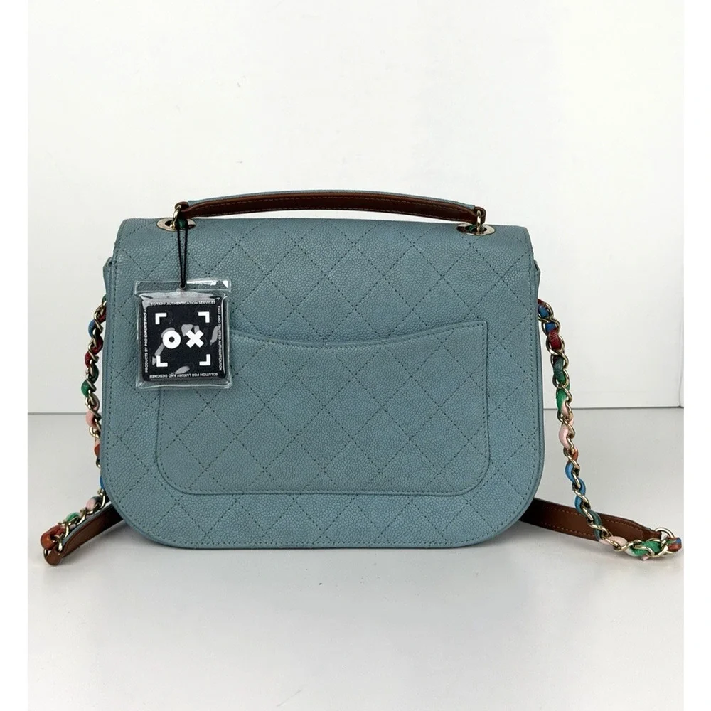 Chanel Paris-Cuba Medium Top Handle Shoulder Bag in Blue Caviar Leather 2017 D4